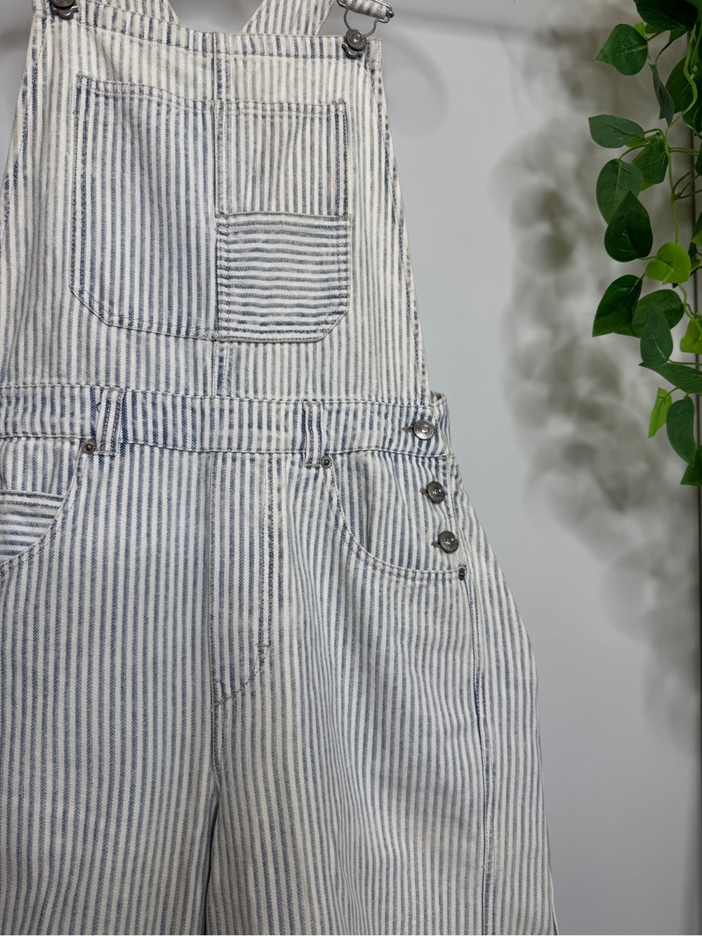 Free People We The Free Good Luck Striped Barrel Leg Overalls size S Small - Picture 9 of 12